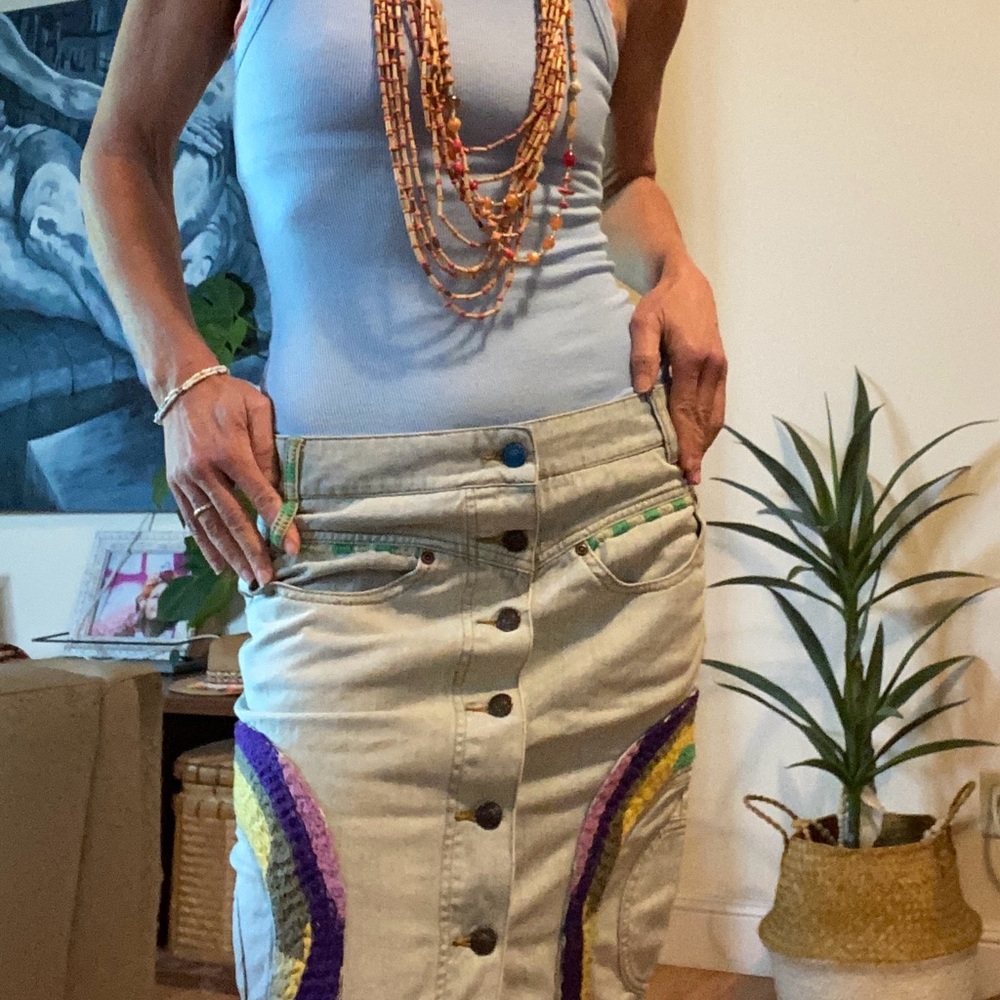Oilily Embroidered Colorful Jean Skirt